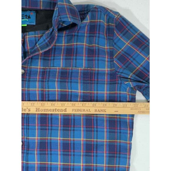 Beta Venturing Mens Button Up Size Medium Blue Plaid Lightweight Flannel Outdoor - Picture 5 of 6